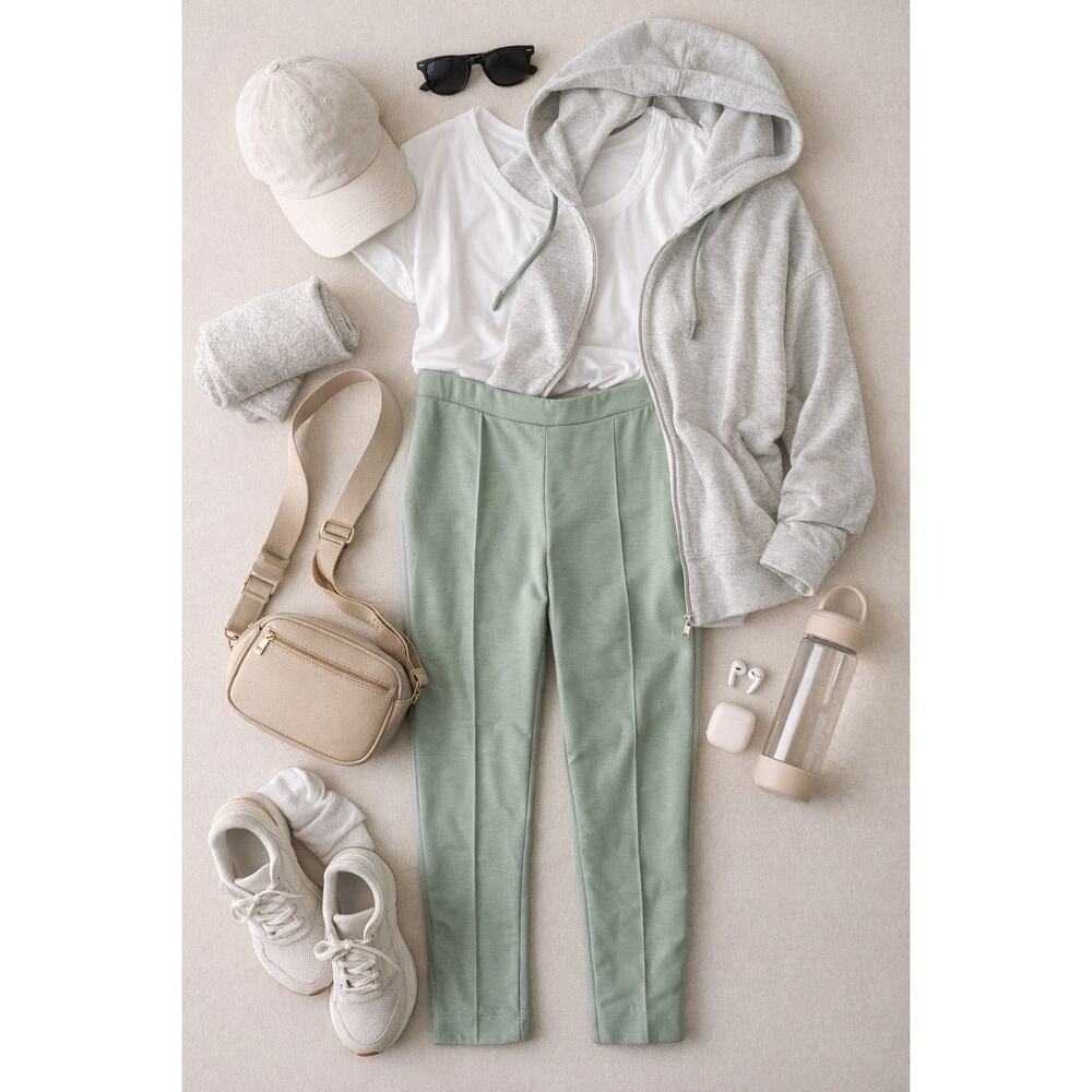 Elie Tahari Elie Sage Green Pull On Pants Stretch Joggers Athleisure size Medium